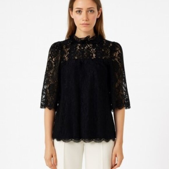 Dolce & Gabbana black lace 3/4 sleeve blouse size 42 - Picture 1 of 5